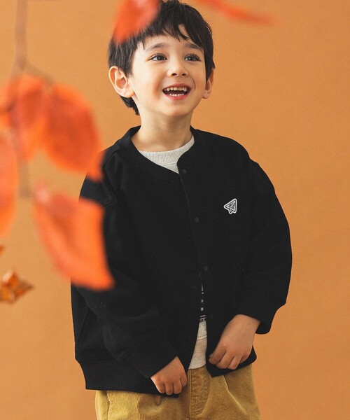 B:MING by BEAMS（ビーミングバイビームス）の「スウェット カーディガン 2024FW（100～140cm）（カーディガン/ボレロ・キッズ・グリーン/ブラック・140/130/120/100/110）」の2枚目の写真