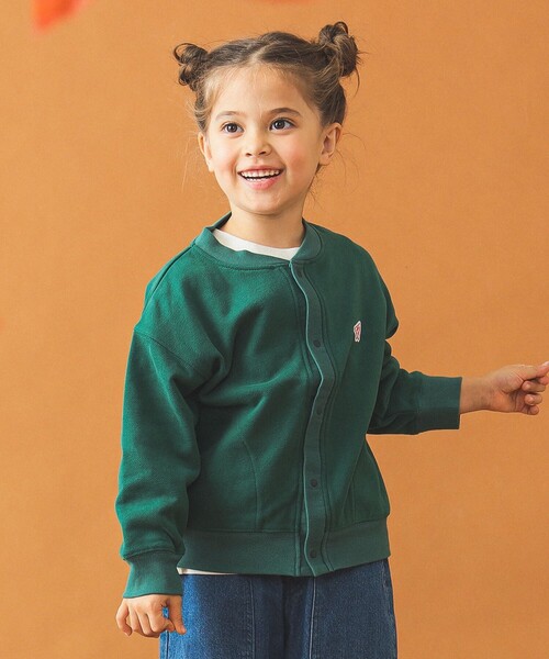 B:MING by BEAMS（ビーミングバイビームス）の「スウェット カーディガン 2024FW（100～140cm）（カーディガン/ボレロ・キッズ・グリーン/ブラック・140/130/120/100/110）」の6枚目の写真