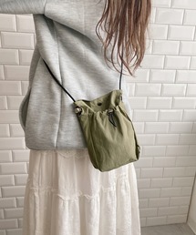 ナイロン調 巾着 ギャザー ミニショルダーバッグ