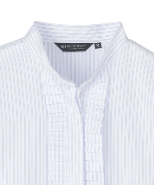 TOKYO SHIRTS(トウキョウシャツ)の「COFREX スタンドたたみフリル 長袖レディースフリルシャツ(シャツ/ブラウス・レディース・ブルー・L/M/LL/S)」の3枚目の写真