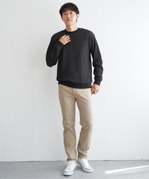 ikka（イッカ）の「ビッグワッフルクルーネックプルオーバー（スウェット・メンズ・ネイビー/グレー/ベージュ/オリーブ/ブラック・XL/L/M/S）」の7枚目の写真