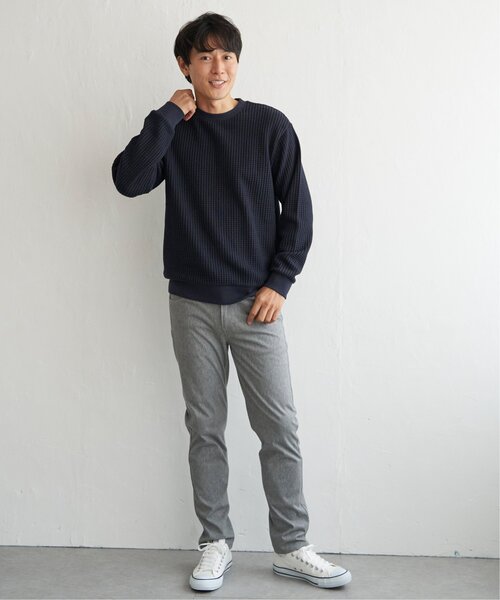 ikka（イッカ）の「ビッグワッフルクルーネックプルオーバー（スウェット・メンズ・ネイビー/グレー/ベージュ/オリーブ/ブラック・XL/L/M/S）」の12枚目の写真