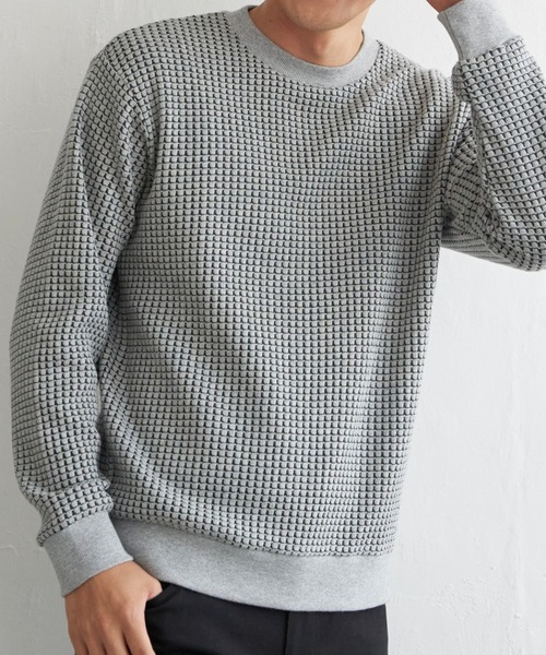 ikka（イッカ）の「ビッグワッフルクルーネックプルオーバー（スウェット・メンズ・ネイビー/グレー/ベージュ/オリーブ/ブラック・XL/L/M/S）」の3枚目の写真