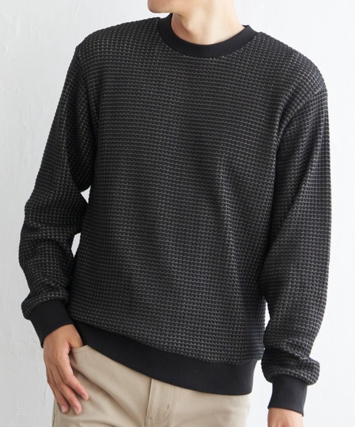 ikka（イッカ）の「ビッグワッフルクルーネックプルオーバー（スウェット・メンズ・ネイビー/グレー/ベージュ/オリーブ/ブラック・XL/L/M/S）」の2枚目の写真