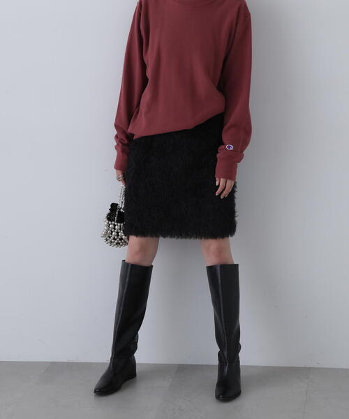 N.（N. Natural Beauty Basic）（エヌエヌナチュラルビューティーベーシック）の「◆モケモケフェザーミニスカート（スカート・メンズ・クリーム/ブラック・MEDIUM）」の9枚目の写真