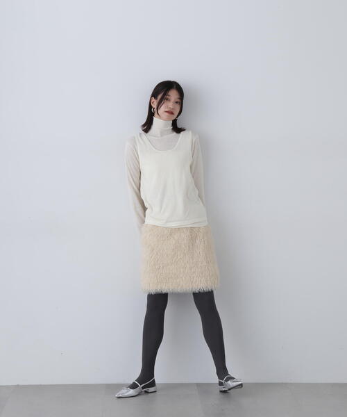 N.（N. Natural Beauty Basic）（エヌエヌナチュラルビューティーベーシック）の「◆モケモケフェザーミニスカート（スカート・メンズ・クリーム/ブラック・MEDIUM）」の18枚目の写真