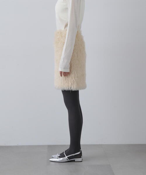 N.（N. Natural Beauty Basic）（エヌエヌナチュラルビューティーベーシック）の「◆モケモケフェザーミニスカート（スカート・メンズ・クリーム/ブラック・MEDIUM）」の5枚目の写真