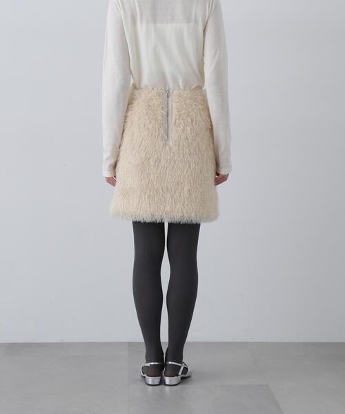 N.（N. Natural Beauty Basic）（エヌエヌナチュラルビューティーベーシック）の「◆モケモケフェザーミニスカート（スカート・メンズ・クリーム/ブラック・MEDIUM）」の6枚目の写真