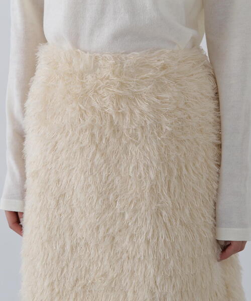 N.（N. Natural Beauty Basic）（エヌエヌナチュラルビューティーベーシック）の「◆モケモケフェザーミニスカート（スカート・メンズ・クリーム/ブラック・MEDIUM）」の7枚目の写真