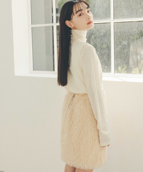 N.（N. Natural Beauty Basic）（エヌエヌナチュラルビューティーベーシック）の「◆モケモケフェザーミニスカート（スカート・メンズ・クリーム/ブラック・MEDIUM）」の22枚目の写真