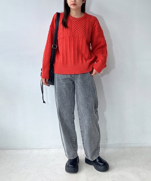 AS KNOW AS plus（アズノゥアズプラス）の「◇リサイクルヤーンニットプルオーバー（ニット/セーター・レディース・グリーン/レッド/ブルー/杢グレー・FREE）」の17枚目の写真
