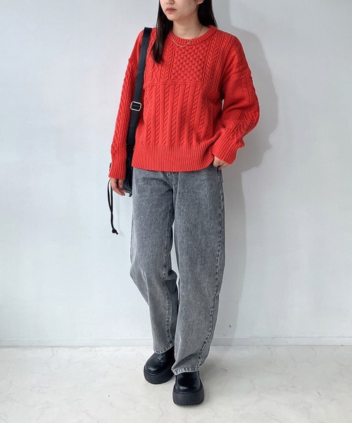AS KNOW AS plus（アズノゥアズプラス）の「◇リサイクルヤーンニットプルオーバー（ニット/セーター・レディース・グリーン/レッド/ブルー/杢グレー・FREE）」の18枚目の写真
