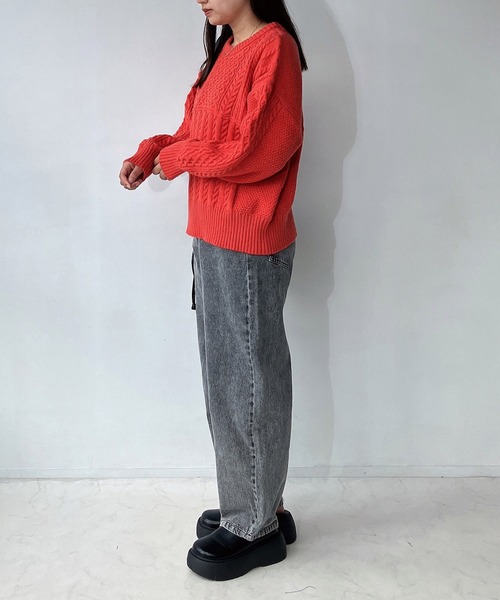 AS KNOW AS plus（アズノゥアズプラス）の「◇リサイクルヤーンニットプルオーバー（ニット/セーター・レディース・グリーン/レッド/ブルー/杢グレー・FREE）」の19枚目の写真