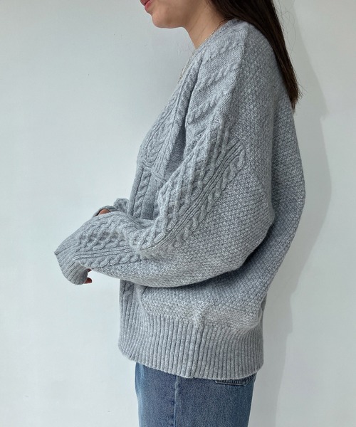 AS KNOW AS plus（アズノゥアズプラス）の「◇リサイクルヤーンニットプルオーバー（ニット/セーター・レディース・グリーン/レッド/ブルー/杢グレー・FREE）」の7枚目の写真