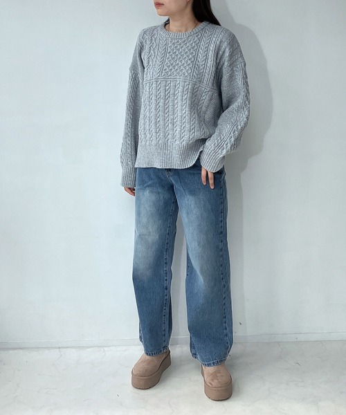AS KNOW AS plus（アズノゥアズプラス）の「◇リサイクルヤーンニットプルオーバー（ニット/セーター・レディース・グリーン/レッド/ブルー/杢グレー・FREE）」の9枚目の写真
