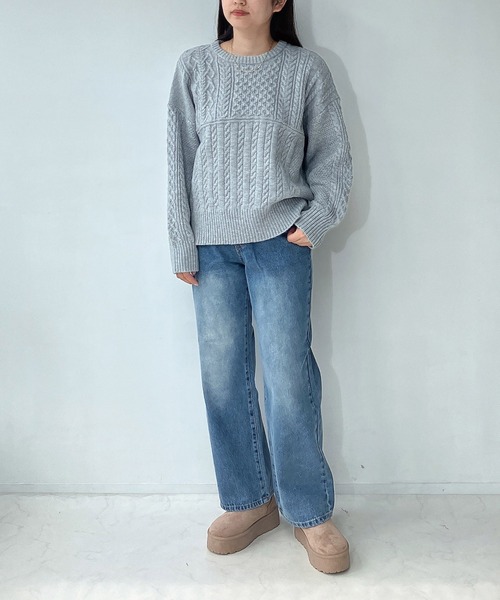 AS KNOW AS plus（アズノゥアズプラス）の「◇リサイクルヤーンニットプルオーバー（ニット/セーター・レディース・グリーン/レッド/ブルー/杢グレー・FREE）」の10枚目の写真
