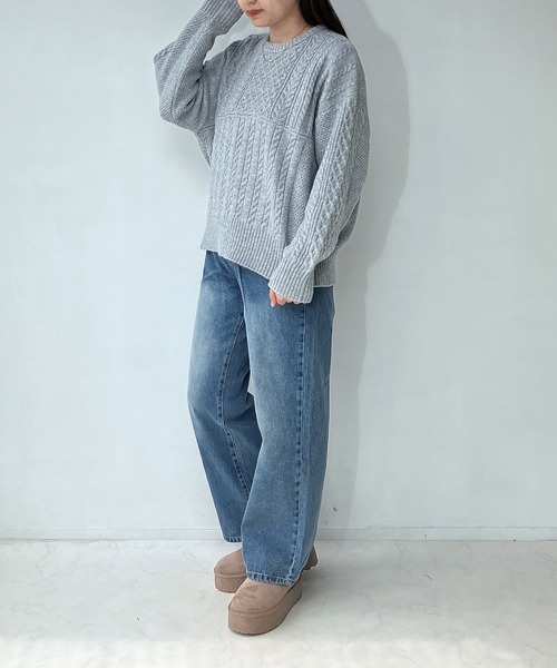 AS KNOW AS plus（アズノゥアズプラス）の「◇リサイクルヤーンニットプルオーバー（ニット/セーター・レディース・グリーン/レッド/ブルー/杢グレー・FREE）」の11枚目の写真