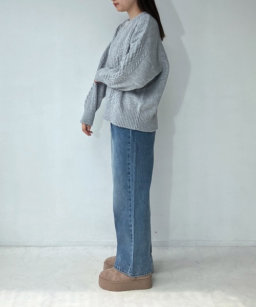 AS KNOW AS plus（アズノゥアズプラス）の「◇リサイクルヤーンニットプルオーバー（ニット/セーター・レディース・グリーン/レッド/ブルー/杢グレー・FREE）」の12枚目の写真