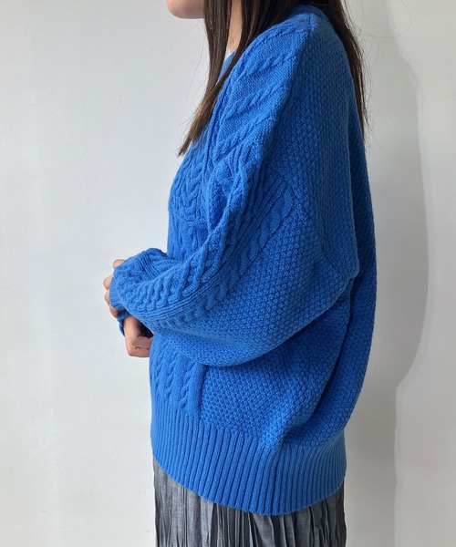 archivio ⭐️青 ニットセーター サイズ48 AS KNOW AS plus（アズノゥアズプラス）の「◇リサイクルヤーンニット