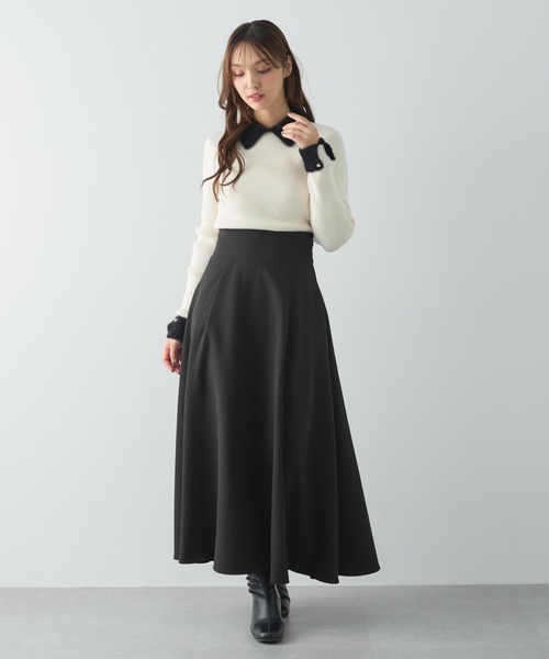 INGNI(イング)の「【WEB限定】配色襟フェザーニット(ニット/セーター・レディース・ホワイト×ブラック/ブラック×ホワイト/グレー系8・M)」の5枚目の写真