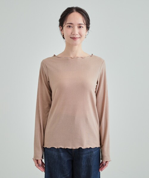 Cutie Blonde(キューティーブロンド)の「◆【高レビュー】1枚でもインナーでも きらきらメロウテレコトップス(Tシャツ/カットソー・レディース・ベージュ/ホワイト系/ブラック・01/02/03/04)」の16枚目の写真