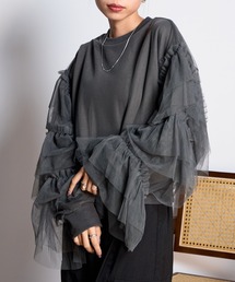 【MAISON BREEZE】チュールスリーブスウェット 裏毛スウェット DTK