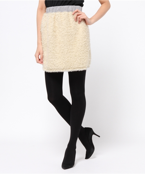 natural couture（ナチュラルクチュール）の「【natural couture NICE CLAUP】ボアタイトスカート（スカート・レディース・ネイビー/グレー/ベージュ・FREE）」の2枚目の写真