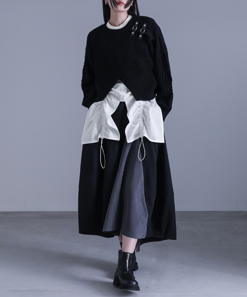 kOhAKU（コハク）の「『ドロストデザインシャツ』（シャツ/ブラウス・レディース・オフホワイト/ブラック・2/1）」の18枚目の写真