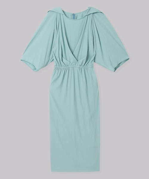 THINGS THAT MATTER（シングス ザット マター）の「VISCOSE VOLUME SLEEVE LONG DRESS / ビスコースボリュームスリーブロングドレス（ドレス・レディース・サックスブルー/イエロー・FREE）」の6枚目の写真