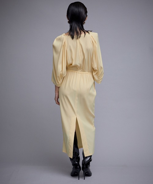 THINGS THAT MATTER（シングス ザット マター）の「VISCOSE VOLUME SLEEVE LONG DRESS / ビスコースボリュームスリーブロングドレス（ドレス・レディース・サックスブルー/イエロー・FREE）」の8枚目の写真