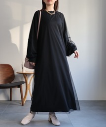 sakishimatokyo | チュールドッキングワンピース/ランタンスリーブ/秋冬(ワンピース)