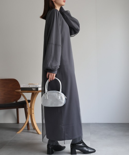 sakishimatokyo(サキシマトーキョー)の「チュールドッキングワンピース/ランタンスリーブ/秋冬(ワンピース・レディース・ブラック/グレー・LARGE/MEDIUM)」の11枚目の写真