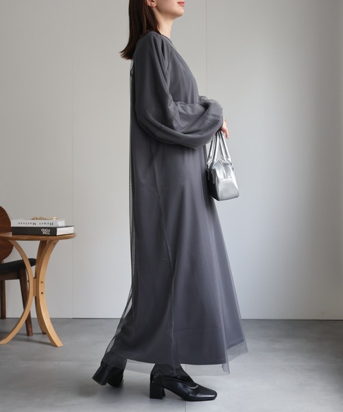 sakishimatokyo(サキシマトーキョー)の「チュールドッキングワンピース/ランタンスリーブ/秋冬(ワンピース・レディース・ブラック/グレー・LARGE/MEDIUM)」の21枚目の写真