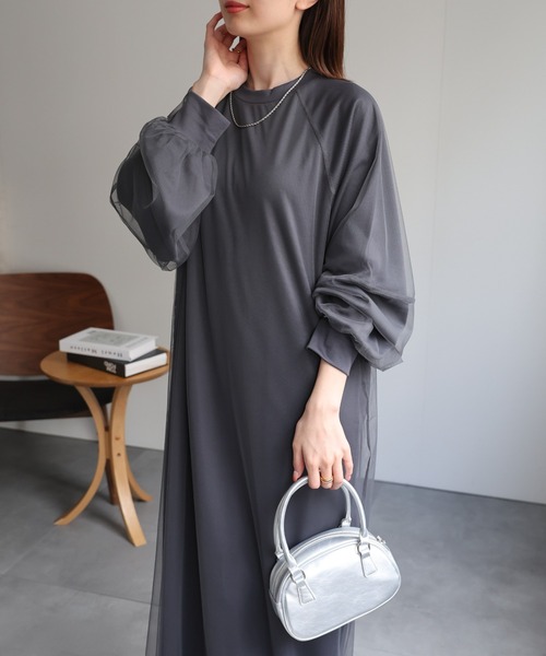 sakishimatokyo(サキシマトーキョー)の「チュールドッキングワンピース/ランタンスリーブ/秋冬(ワンピース・レディース・ブラック/グレー・LARGE/MEDIUM)」の14枚目の写真