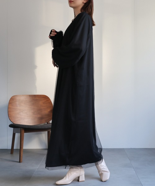 sakishimatokyo(サキシマトーキョー)の「チュールドッキングワンピース/ランタンスリーブ/秋冬(ワンピース・レディース・ブラック/グレー・LARGE/MEDIUM)」の19枚目の写真