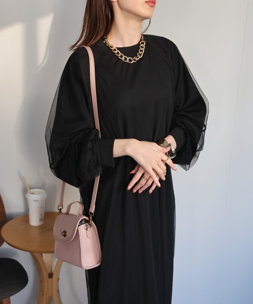 sakishimatokyo(サキシマトーキョー)の「チュールドッキングワンピース/ランタンスリーブ/秋冬(ワンピース・レディース・ブラック/グレー・LARGE/MEDIUM)」の17枚目の写真