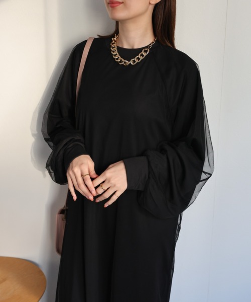 sakishimatokyo(サキシマトーキョー)の「チュールドッキングワンピース/ランタンスリーブ/秋冬(ワンピース・レディース・ブラック/グレー・LARGE/MEDIUM)」の16枚目の写真