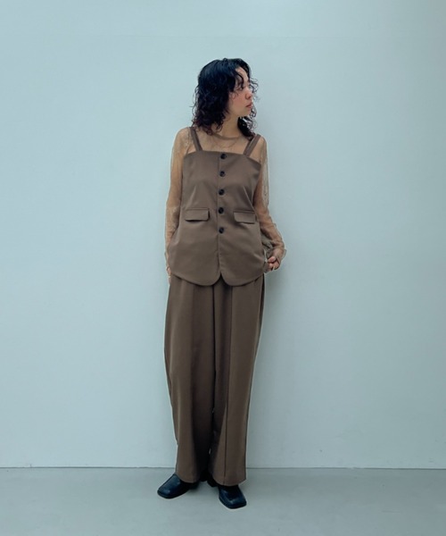 y/m(イム)の「フロントピンタックイージーパンツ(スラックス・レディース・ブラウン/ブラック・FREE)」の22枚目の写真