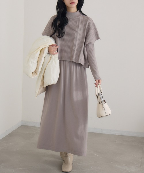 KATHARINE ROSS（キャサリンロス）の「【Pillini/ピリーニ】細ケーブルトップス×ニットワンピース（ワンピース・レディース・ブラック/グレイッシュベージュ/ブルー・MEDIUM）」の12枚目の写真