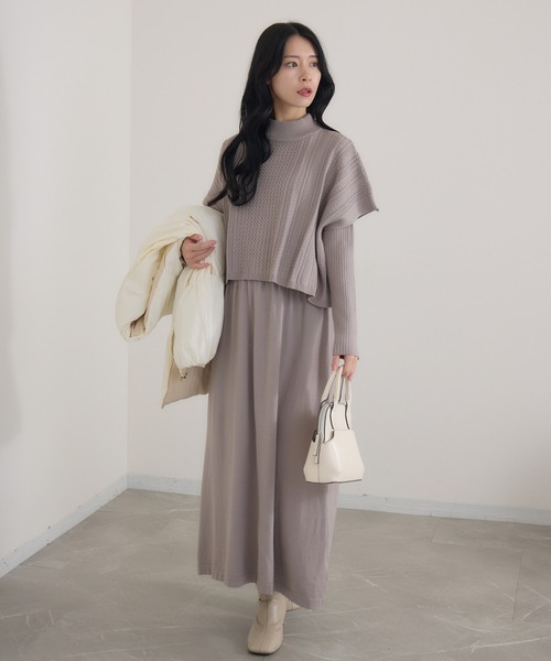 KATHARINE ROSS（キャサリンロス）の「【Pillini/ピリーニ】細ケーブルトップス×ニットワンピース（ワンピース・レディース・ブラック/グレイッシュベージュ/ブルー・MEDIUM）」の13枚目の写真