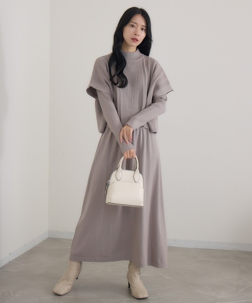 KATHARINE ROSS（キャサリンロス）の「【Pillini/ピリーニ】細ケーブルトップス×ニットワンピース（ワンピース・レディース・ブラック/グレイッシュベージュ/ブルー・MEDIUM）」の14枚目の写真