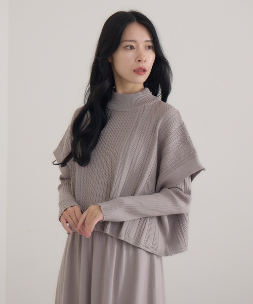 KATHARINE ROSS（キャサリンロス）の「【Pillini/ピリーニ】細ケーブルトップス×ニットワンピース（ワンピース・レディース・ブラック/グレイッシュベージュ/ブルー・MEDIUM）」の5枚目の写真