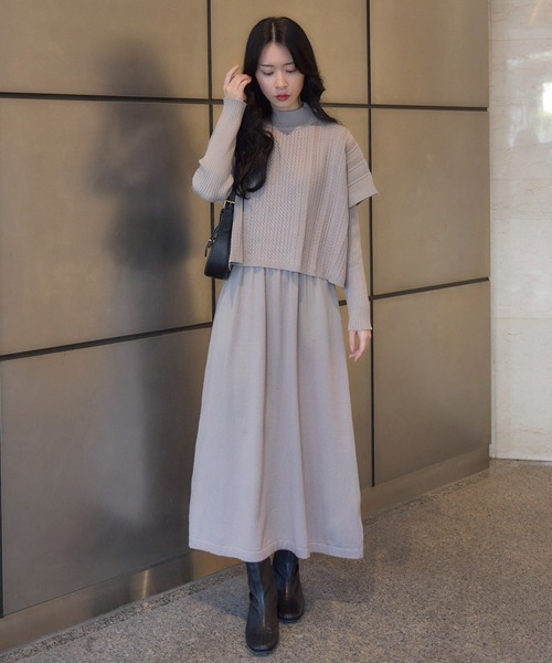 KATHARINE ROSS（キャサリンロス）の「【Pillini/ピリーニ】細ケーブルトップス×ニットワンピース（ワンピース・レディース・ブラック/グレイッシュベージュ/ブルー・MEDIUM）」の10枚目の写真