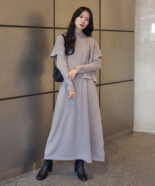 KATHARINE ROSS（キャサリンロス）の「【Pillini/ピリーニ】細ケーブルトップス×ニットワンピース（ワンピース・レディース・ブラック/グレイッシュベージュ/ブルー・MEDIUM）」の9枚目の写真