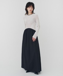 VELOR SWITCHING GATHER DRESS / ベロアスイッチングギャザードレス