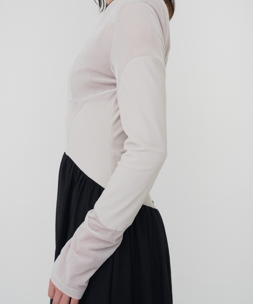 THINGS THAT MATTER(シングス ザット マター)の「VELOR SWITCHING GATHER DRESS / ベロアスイッチングギャザードレス(ワンピース・レディース・ブラック/アイボリー・FREE)」の21枚目の写真