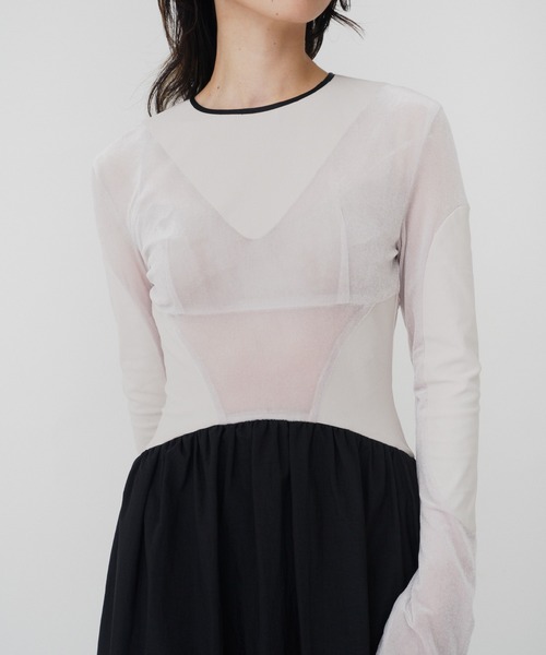 THINGS THAT MATTER(シングス ザット マター)の「VELOR SWITCHING GATHER DRESS / ベロアスイッチングギャザードレス(ワンピース・レディース・ブラック/アイボリー・FREE)」の19枚目の写真