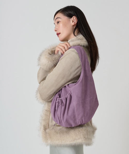 TINA：JOJUN（ティーナジョジュン）の「フェイクスエード サークルハンドバッグ TINA：JOJUN（ハンドバッグ・レディース・パープル/ブラウン・F）」の6枚目の写真