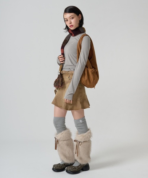 TINA：JOJUN（ティーナジョジュン）の「フェイクスエード サークルハンドバッグ TINA：JOJUN（ハンドバッグ・レディース・パープル/ブラウン・F）」の3枚目の写真