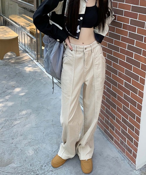 MAISON DE THERESE（メゾン ド テレーズ）の「コールテン　ハイウエストストレートパンツ（その他パンツ・レディース・ブラック/アイボリー/ブラウン・S/M/L）」の7枚目の写真